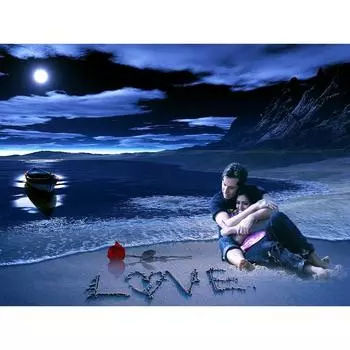 5D DIY Алмазная вышивка Пляжная пара Алмазная картина Вышивка крестом Горный хрусталь Мозаика Домашний декор 30**40 cm