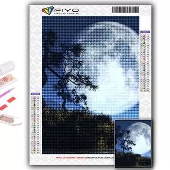 5D DIY Алмазная вышивка Полная луна Алмазная картина Мозаика Украшение дома Full Round 20X30CM