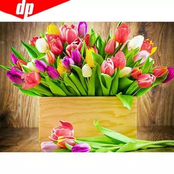 5D DIY Алмазная вышивка Полный дисплей Цветочная вышивка крестом Мозаика Полный круглый алмазная живопись 20X30CM