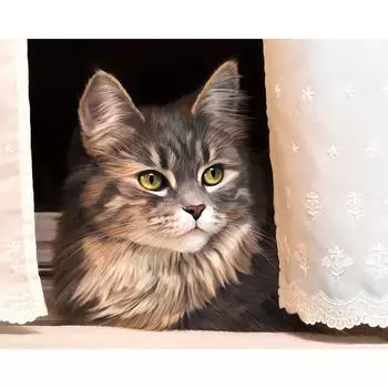 5D DIY Алмазная вышивка Полный круглый Алмазная картина Животное Кошка Вышивка крестом 20X30CM
