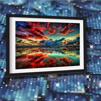 5D DIY Алмазная вышивка Полный круглый дрель Мозаика Вышивка крестом Морской пейзаж Наклейка Домашний декор 20X30CM