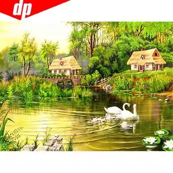5D DIY Алмазная вышивка Продажа Пейзаж Алмазная картина Алмазная мозаика Полный круглый горный хрусталь 20X30
