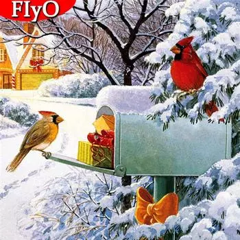 5D DIY Алмазная вышивка Птица Вышивка крестом Новое поступление Алмазная картина Мозаика с животными Зима Рождество Подарок ручной работы Full Round 30x30CM