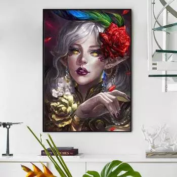 5d Diy Алмазная вышивка Роза Женщина Хэллоуин Пейзаж Алмазная картина Мозаика Горный хрусталь 20X30CM