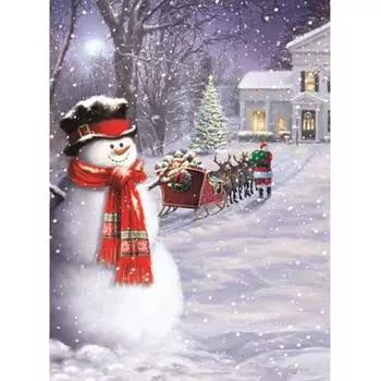 5D DIY Алмазная вышивка Снеговик и Санта-Клаус Пейзаж Алмазная картина Вышивка крестиком Полный Алмазный горный хрусталь Мозаика Украшение Рождество Full Round 20X30CM
