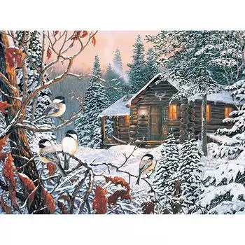 5D DIY Алмазная вышивка Снежный дом Головоломка Алмазная картина Вышивка крестом Рождественский домашний декор Подарок 20X30CM