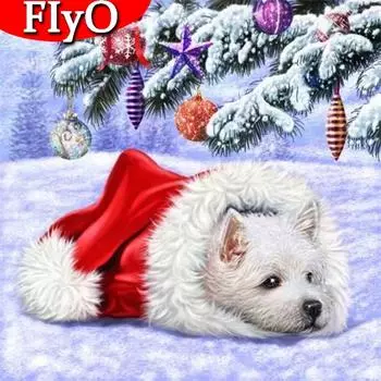 5D DIY Алмазная вышивка собака полный квадратный круглый набор для рукоделия распродажа алмазная живопись животное мозаика зимний Рождественский подарок искусство Full Round 30x30CM