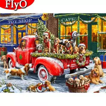 5D DIY Алмазная вышивка Собака Вышивка крестиком Алмазная картина Снежная мозаика Животные Фотографии Стразы Рождественский подарок Full Round (20X30CM)