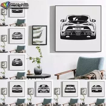 5D DIY Алмазная вышивка Вид сзади Всемирно известный автомобиль Алмазная картина Мозаика Украшение дома Full Round 30X30CM