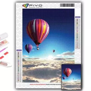 5D DIY Алмазная вышивка Воздушный шар Алмазная картина Мозаика Украшение дома Full Round 20X30CM