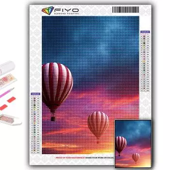 5D DIY Алмазная вышивка Воздушный шар Алмазная картина Мозаика Украшение дома Full Round 20X30CM