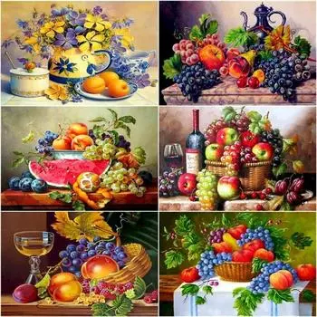 5D Diy Алмазная вышивка Вышивка крестом Виноград Красное вино Картина Полный круглый алмазная живопись Мозаика Домашний декор Full Round 20x30CM