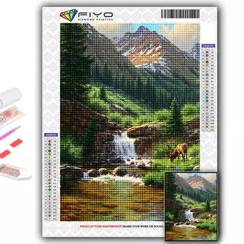 5D DIY Алмазная вышивка Живописный водопад Алмазная картина Мозаика Украшение дома Full Round 20X30CM