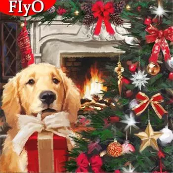 5D DIY Алмазная вышивка животное Алмазная картина Рождественский комплект собаки горный хрусталь картина подарок ручной работы настенный художественный декор Full Round 30x30CM