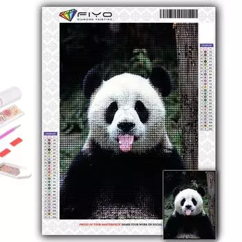 5D DIY Алмазная вышивка Животное Панда Алмазная картина Мозаика Украшение дома Full Round 20X30CM