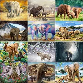 5D DIY Алмазная вышивка животное Слон полная круглая дрель Алмазная картина вышивка крестиком украшение дома ручная работа Gi Full Round 20x30CM