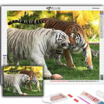 5D DIY Алмазная вышивка Животное Тигр Алмазная картина Мозаика Домашнее украшение Full Round 20X30CM