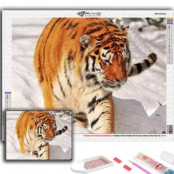 5D DIY Алмазная вышивка Животное Тигр Алмазная картина Мозаика Домашнее украшение Full Round 20X30CM