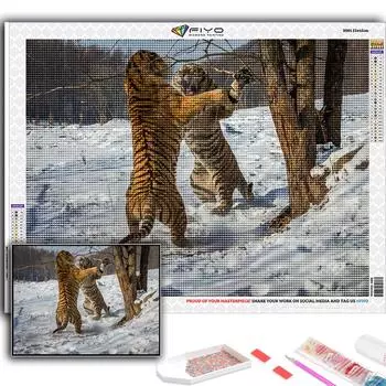 5D DIY Алмазная вышивка Животное Тигр Алмазная картина Мозаика Домашнее украшение Full Round 20X30CM