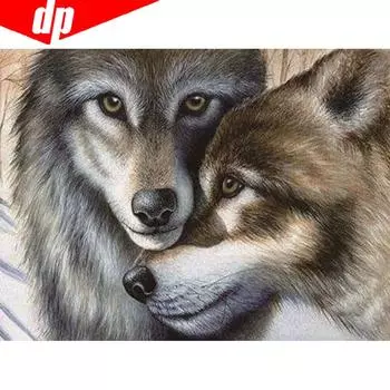 5D DIY Алмазная вышивка Животное Волк Смола Собака Полный круглый алмазная живопись 20X30CM