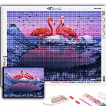 5D DIY Алмазная вышивка животных Фламинго Алмазная картина Мозаика Украшение дома Full Round 20X30CM