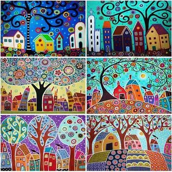 5D DIY алмазная живопись абстрактное дерево полная квадратная/круглая дрель мозаика мультфильм алмазная вышивка крестиком домашний декор подарок Full Round 20X30CM красный