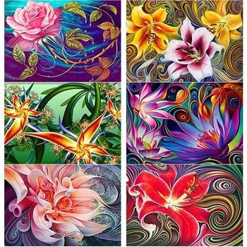5D DIY алмазная живопись абстрактный цветок Алмазная вышивка пейзаж вышивка крестиком полная круглая дрель домашний декор ручной подарок Full Round 15x20CM