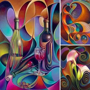 5D Diy алмазная живопись абстрактный цветок пейзаж комплект полная дрель круглая вышивка мозаика художественная картина из страз домашний декор Full Round 20x30CM