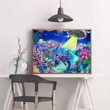 5D DIY алмазная живопись «Астронавт под морем», набор для вышивки крестом, мозаика, алмазная вышивка, полная круглая/квадратная дрель, украшение дома Round 30x40cm