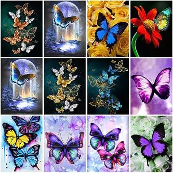 5D DIY алмазная живопись бабочка полная круглая дрель Алмазная вышивка животные вышивка крестом горный хрусталь мозаика домашний декор подарок Full Round 20x30CM