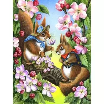 5D DIY Алмазная картина Белка в цветке 3D Алмазная вышивка крестом Стразы Мозаика Декор 20X30CM