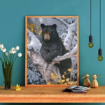 5D DIY алмазная живопись большой черный медведь набор для вышивки мозаика Алмазная вышивка роза полная круглая/квадратная дрель украшение дома Round 30x40cm