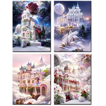 5D DIY алмазная живопись Chateau Montrose наборы полная квадратная круглая алмазная вышивка мечта цветок дом сад мозаика стены искусства Full Round 20x30CM