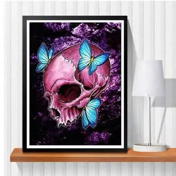 5D Diy алмазная живопись череп цветок набор крестиков полная алмазная вышивка мозаика художественная картина стразы Декор подарок Full Round 20x30cm