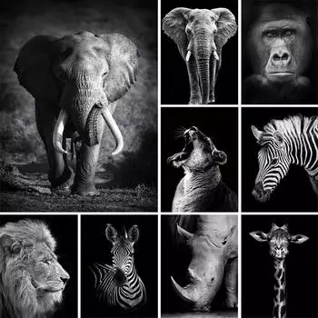 5D DIY алмазная живопись черно-белые животные горный хрусталь художественная картина полная алмазная вышивка набор крестиков мозаичное украшение Full Round 20x30CM