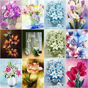 5D DIY алмазная живопись цветок Алмазная вышивка роза полная круглая мозаика картина горный хрусталь вышивка крестиком пейзаж Настенный декор Full Round 20x30CM