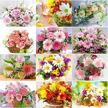 5D DIY алмазная живопись цветок Алмазная вышивка пейзажи вышивка крестиком ремесла полная круглая дрель домашний декор ручной художественный подарок Full Round 15x20CM