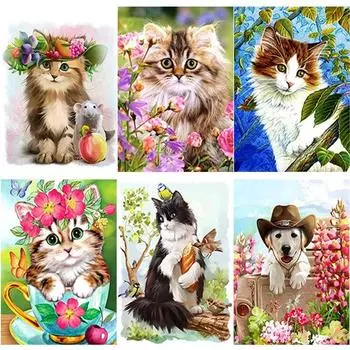 5D DIY алмазная живопись цветок кошка Алмазная вышивка пейзажи вышивка крестом ремесла полная круглая дрель домашний декор ручной подарок Full Round 15x20CM