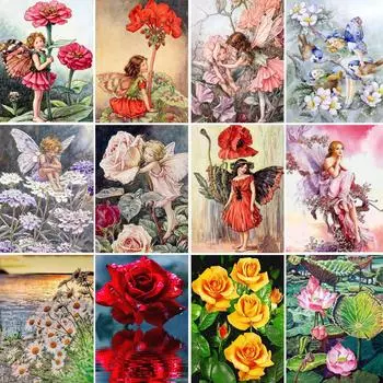 5D DIY алмазная живопись цветок набор для вышивки крестом полная алмазная вышивка роза фея горный хрусталь художественная картина мозаика украшение подарок Full Round 20x30CM
