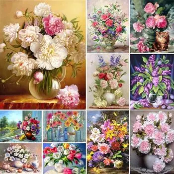 5D DIY алмазная живопись цветок полная квадратная/круглая Алмазная вышивка ваза роза горный хрусталь мозаика комплект для вышивки крестом украшение подарок Full Round 20X30CM красный