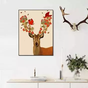 5D DIY алмазная живопись цветок Рогатый олень комплект для вышивки крестом Мозаика Алмазная вышивка роза полная круглая/квадратная дрель украшение дома Round 30x40cm