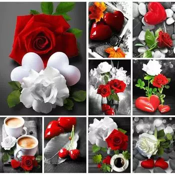 5D Diy алмазная живопись цветок роза сердце набор для вышивки крестом полная круглая вышивка мозаика художественная картина из страз домашний декор Full Round 20x30CM
