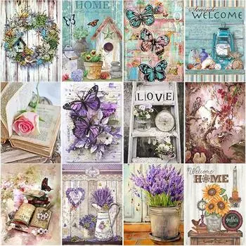 5D DIY алмазная живопись цветы Алмазная вышивка фон стена вышивка крестиком полная круглая дрель домашний декор ручной подарок Full Round 15x20CM