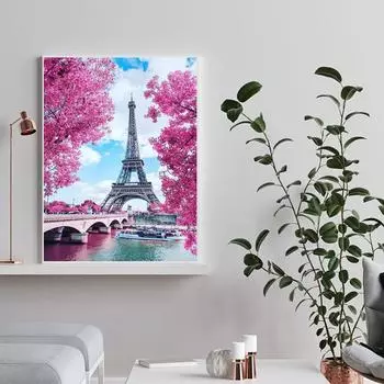 5D DIY алмазная живопись цветы и башня комплект для вышивки крестом Мозаика Алмазная вышивка роза полная круглая/квадратная дрель украшение дома Round 30x40cm