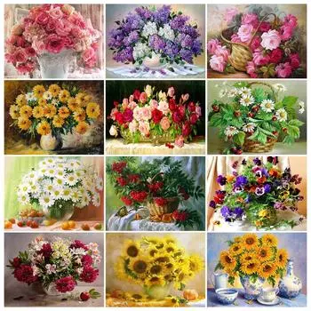 5D DIY алмазная живопись цветы полная квадратная Алмазная мозаика Алмазная вышивка крестиком горный хрусталь фотографии домашний деко Full Round 20x30CM