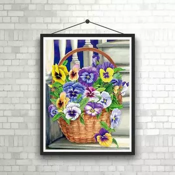 5D Diy алмазная живопись цветы в корзине набор крестиков полная алмазная вышивка мозаика художественная картина стразы Декор подарок Full Round 20x30cm