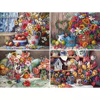 5D Diy алмазная живопись цветы в вазе ромашки наборы крестиков полная круглая вышивка мозаика художественная картина декор из стразов Full Round 20x30CM