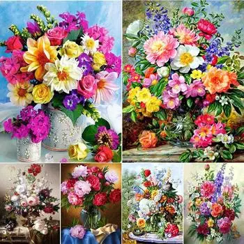 5D Diy алмазная живопись цветы ваза наборы крестиков полная круглая дрель вышивка мозаика художественная картина стразы Декор подарок Full Round 20x30CM