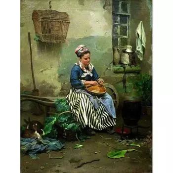 5D DIY алмазная живопись деревенская женщина Алмазная Алмазная вышивка полный набор мозаики вышивка крестом домашний декор подарки ручной работы Round 20x30cm