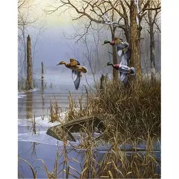 5D DIY алмазная живопись дикая утка, набор для вышивки крестом, мозаика, алмазная вышивка, роза, полная круглая/квадратная дрель, украшение для дома Round 20x30cm